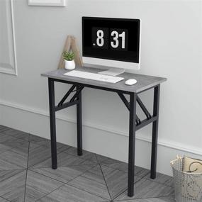 img 2 attached to Compact Folding Desk for Small Spaces - 31.5 inches Writing Table, Grey - Sturdy, No Assembly Required (Model: AC5-8040-LB)