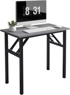 compact folding desk for small spaces - 31.5 inches writing table, grey - sturdy, no assembly required (model: ac5-8040-lb) logo