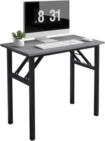 img 4 attached to Compact Folding Desk for Small Spaces - 31.5 inches Writing Table, Grey - Sturdy, No Assembly Required (Model: AC5-8040-LB)