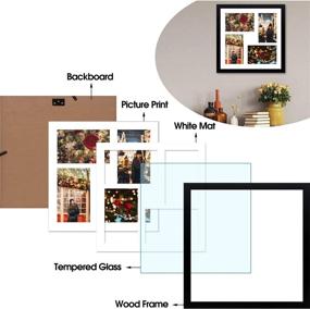 img 1 attached to 🖼️ 12x12 Black Wood Frame with White Mat - Golden State Art - Displays Four 4x6 Photos - Square Collage Frame - Real Glass, Sawtooth Hanger, Flexible Metal Tabs - Wall Mounting, Landscape & Portrait - Enhanced SEO