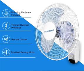 img 1 attached to 🔌 Enhanced KEN BROWN 16 Inch Wall Mount Oscillating Fan: Remote Control, 3 Speeds, 3 Modes, 65 Inches Power Cord, White – ETL Safety Listed