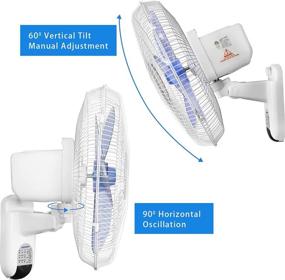 img 2 attached to 🔌 Enhanced KEN BROWN 16 Inch Wall Mount Oscillating Fan: Remote Control, 3 Speeds, 3 Modes, 65 Inches Power Cord, White – ETL Safety Listed