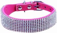 🐶 haoyueer bling rhinestone dog collar - suede leather crystal diamond, small pet cat dog puppy collar with rhinestones logo