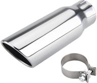 stainless steel exhaust tailpipe tip - lcgp 3 inch inlet, 4 inch outlet, 12 inch long, clamp on, polished finish - ideal for trucks logo