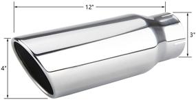 img 3 attached to Stainless Steel Exhaust Tailpipe Tip - LCGP 3 Inch Inlet, 4 Inch Outlet, 12 Inch Long, Clamp On, Polished Finish - Ideal for Trucks