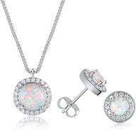 💎 stunning white gold opal jewelry set: necklace and earrings with brilliant cubic zirconia - perfect for women and girls logo