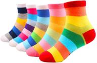 rainbow multi-color little kids crew socks for boys and girls logo