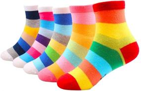 img 4 attached to Rainbow Multi-color Little Kids Crew Socks for Boys and Girls