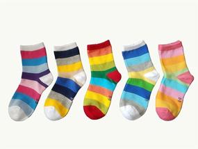 img 3 attached to Rainbow Multi-color Little Kids Crew Socks for Boys and Girls