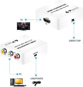 img 2 attached to 📺 Порттa AV/CVBS Композитный RCA в HDMI Мини конвертер - v1.3 Скалер с USB кабелем питания для поддержки 720p 1080p - Белый - Идеально подходит для ТВ, ПК, PS4, DVD