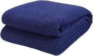 100% cotton bed blanket for all seasons: soft and breathable navy blanket by cotton clinic logo