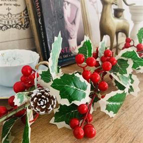 img 1 attached to 🎄 6-Foot Christmas Red Berry Garland Decoration - 304 Red Berries, 105 Leaves, 5 Pine Cones - Artificial Xmas Garland for Indoor Home Mantle Fireplace - Holiday Decor