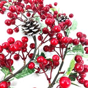 img 3 attached to 🎄 6-Foot Christmas Red Berry Garland Decoration - 304 Red Berries, 105 Leaves, 5 Pine Cones - Artificial Xmas Garland for Indoor Home Mantle Fireplace - Holiday Decor