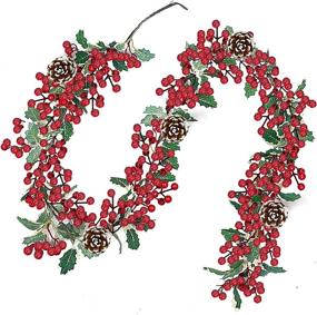 img 4 attached to 🎄 6-Foot Christmas Red Berry Garland Decoration - 304 Red Berries, 105 Leaves, 5 Pine Cones - Artificial Xmas Garland for Indoor Home Mantle Fireplace - Holiday Decor