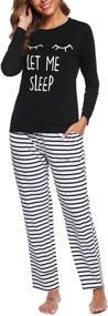 img 4 attached to ARANEE Womens Pajamas Striped Sleepwear