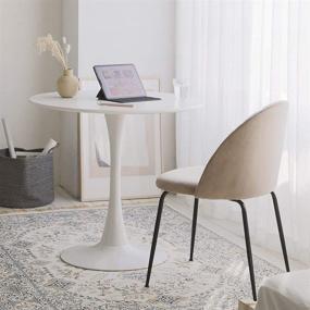img 1 attached to 🏢 【Roomnhome】 Self-Assembly ∅31.5'' Sturdy White Round Table - Iron Frame, 0.7'' MDF Top