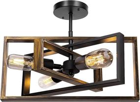 img 2 attached to Retro Industrial Vintage Ceiling Light Fixture - Rustic Semi Flush Mount Lighting for Bedroom, Living Room, Kitchen Island, Hallway - Farmhouse Style in Black/Bronze with E26 Base