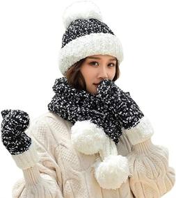 img 4 attached to 🧣 Women's SINLOOG Winter Beanie Hat, Scarf, and Gloves Set - Warm Knitted Skull Cap 3-in-1 for Cold Weather