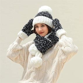 img 3 attached to 🧣 Women's SINLOOG Winter Beanie Hat, Scarf, and Gloves Set - Warm Knitted Skull Cap 3-in-1 for Cold Weather