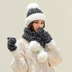 img 1 attached to 🧣 Women's SINLOOG Winter Beanie Hat, Scarf, and Gloves Set - Warm Knitted Skull Cap 3-in-1 for Cold Weather