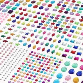 img 4 attached to Outuxed 1250Pcs Self-Adhesive Rhinestone Stickers - Bling Crystal Gem Stickers for DIY Craft Makeup, Assorted Sizes & Shapes - 14 Sheets
