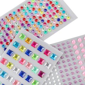 img 2 attached to Outuxed 1250Pcs Self-Adhesive Rhinestone Stickers - Bling Crystal Gem Stickers for DIY Craft Makeup, Assorted Sizes & Shapes - 14 Sheets
