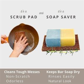 img 3 attached to 🥥 Zero Waste Coconut Fiber Soap Saver and Scrub Pad (2 Pack) - Compostable, Plastic-Free, Bar Soap Holder, Non-Scratch Scour Pad, Vegetable Brush