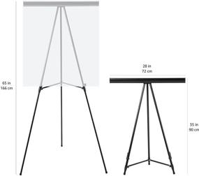 img 1 attached to 🎨 Amazon Basics Black Aluminum Flipchart Whiteboard and Display Easel Stand with Adjustable Height Tripod, 35 x 2 x 28 Inches - High Boardroom Design