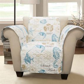 img 4 attached to 🪑 Enhance and Protect: Lush Decor Harbor Life Arm Chair Furniture Protector in Blue/Taupe