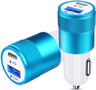 🔌 2-pack type c car charger, 18w quick charge 3.0 pd car charger with power delivery and 2.4a car charging adapter - compatible with iphone 12/12 pro max/12 mini/11/11 pro max/xr/8/7/se, samsung galaxy s21 s20 logo