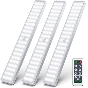 img 4 attached to 🚪 Cshidworld LED Closet Light: 62 LED Motion Sensor Under Cabinet Lights with Remote - Wireless Rechargeable Night Safe Lights for Cabinets, Wardrobes, and Stairs (3 Packs)