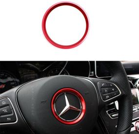 img 1 attached to 🔴 Red Duoles Sports Aluminum Steering Wheel Center Decoration Cover Trim for Mercedes B C E CLA GLA GLC GLK Class (2.3'' Inner Ring Size)