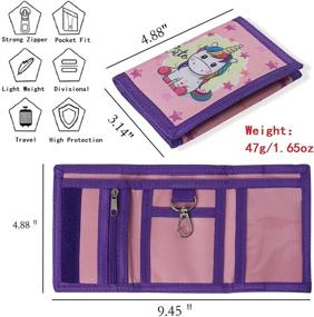 img 1 attached to 🦄 ARTNEER Kids Wallet - Small Zipped Pocket, Cute Cartoon Trifold Canvas Kid Wallet (Unicorn)