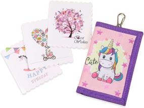 img 4 attached to 🦄 ARTNEER Kids Wallet - Small Zipped Pocket, Cute Cartoon Trifold Canvas Kid Wallet (Unicorn)