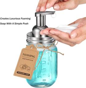 img 3 attached to 🧼 Mason Jar Foaming Soap Pump Dispenser Lids (2) - Rustproof Stainless Steel Lid / BPA Free Pump for Pint Regular Mouth Mason Jar, with Waterproof Stickers! - Kitchen Bathroom Farmhouse Decor/Brushed Nickel