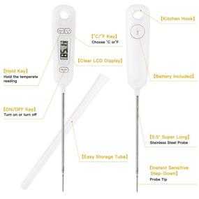 img 3 attached to 🌡️ Regetek Instant Read Meat Thermometer: Accurate Digital LCD Cooking with Long Probe for Grill, Oven, BBQ, and Smoker