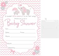 🐘 adorable pink elephant fill in the blank girl baby shower invitations - set of 50 with white envelopes logo