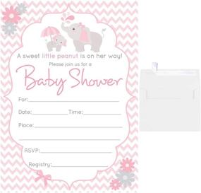 img 2 attached to 🐘 Adorable Pink Elephant Fill in the Blank Girl Baby Shower Invitations - Set of 50 with White Envelopes