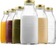 🥛 bormioli rocco quattro stagioni glass milk bottle 33.75oz 6 pack - clear: durable & stylish milk storage solution logo
