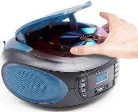 img 2 attached to Lauson Woodsound LLB597 Голубой CD проигрыватель Boombox с MP3, портативным радио, USB, LED-подсветкой, CD проигрывателем для детей, стерео, разъем для наушников 3,5 мм.