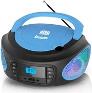 lauson woodsound llb597 blue boombox cd player with mp3, portable radio, usb, led light, kids' cd player, stereo, headphone jack 3.5mm logo
