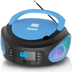 img 4 attached to Lauson Woodsound LLB597 Голубой CD проигрыватель Boombox с MP3, портативным радио, USB, LED-подсветкой, CD проигрывателем для детей, стерео, разъем для наушников 3,5 мм.