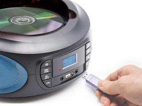img 1 attached to Lauson Woodsound LLB597 Голубой CD проигрыватель Boombox с MP3, портативным радио, USB, LED-подсветкой, CD проигрывателем для детей, стерео, разъем для наушников 3,5 мм.
