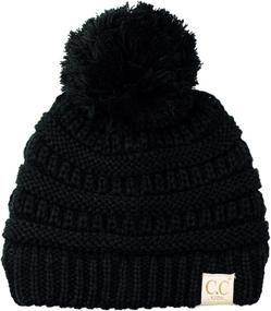 img 4 attached to 🧒 C.C Kids' Cozy Pom Pom Knit Ski Beanie Hat: Adorable, Warm, and Comfy!