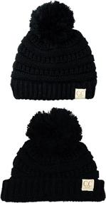 img 1 attached to 🧒 C.C Kids' Cozy Pom Pom Knit Ski Beanie Hat: Adorable, Warm, and Comfy!