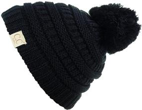 img 3 attached to 🧒 C.C Kids' Cozy Pom Pom Knit Ski Beanie Hat: Adorable, Warm, and Comfy!