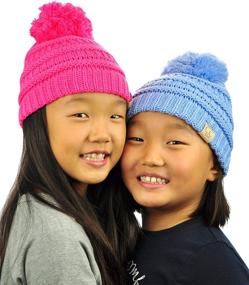 img 2 attached to 🧒 C.C Kids' Cozy Pom Pom Knit Ski Beanie Hat: Adorable, Warm, and Comfy!