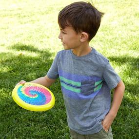 img 3 attached to 4-Pack of Yellow Tie-Dye Soft Flying Discs for Kids - Ideal for Outdoor Family Games, 8 Inches