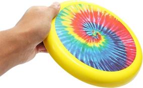 img 2 attached to 4-Pack of Yellow Tie-Dye Soft Flying Discs for Kids - Ideal for Outdoor Family Games, 8 Inches