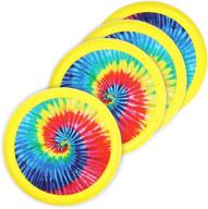 4-pack of yellow tie-dye soft flying discs for kids - ideal for outdoor family games, 8 inches логотип